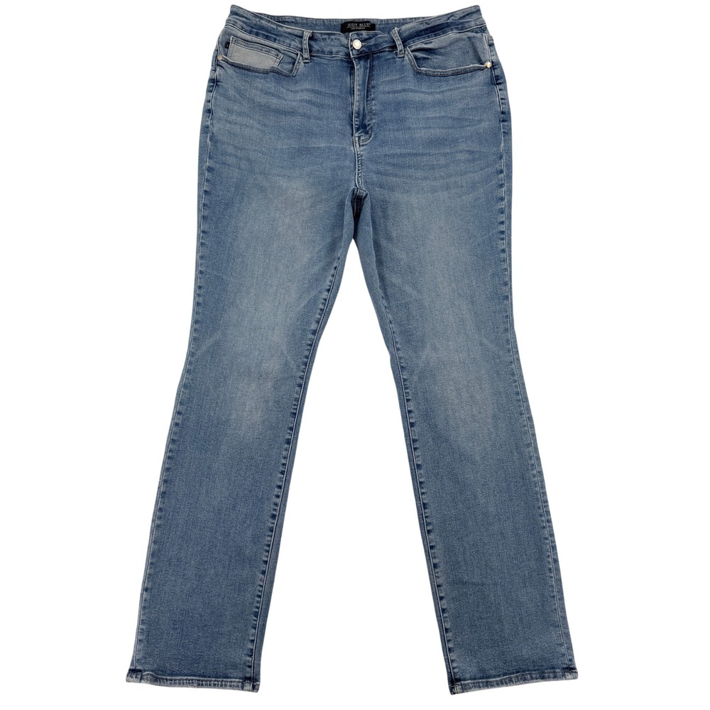 Judy Blue Womens 22W High Rise Straight Leg Blue Denim Jeans JB88328 Medium Wash